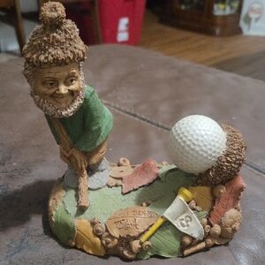 Whimsical Golfer Gnome Figurine - Green and Brown. Tom Clark Retired #67